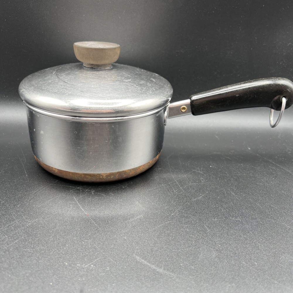 REVERE WARE 1 Qt Saucepan & Lid Copper Bottom USA Clinton Cookware Pot Small